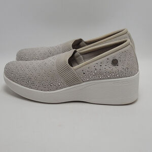 Martha Stewart x Skechers Pier Lite Vegan Sparkle Slip Ons Wedge Sneakers Sz 8.5